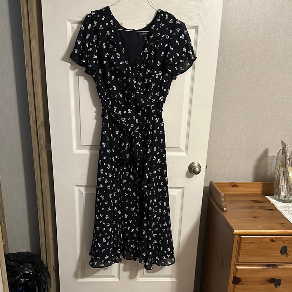 Lane Bryant Black and Tie Front Midi Sundress